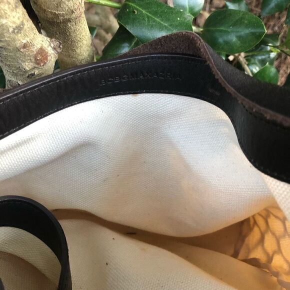 BCBG MAX AZRIA New Leather/ Linen-Fishnet Tote - Picture 8 of 15